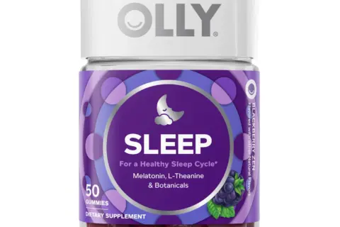 OLLY Sleep Gummy, Melatonin, L-Theanine, Chamomile, Lemon Balm, Sleep Aid, Blackberry Flavored, 50 Count